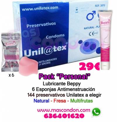 *A PACK: 144 PRESERVATIVOS + .LUBRICANTE + 6 ESPONJITAS ANT