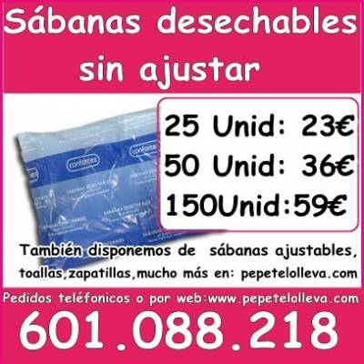 25 SÁBANAS DESECHABLES SIN AJUSTAR 23€ PARA EL MEJOR SERVICI