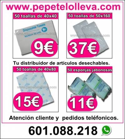 50 TOALLAS DESECHABLES DE DUCHA 37€ (50X160)