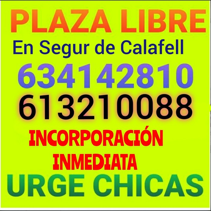 PLAZA A CHICAS DE 19 A 33 AÑOS INMEDIATA