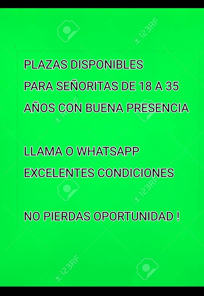 PLAZAS PARA MUJERES, HAY TRABAJO DE VERDAD