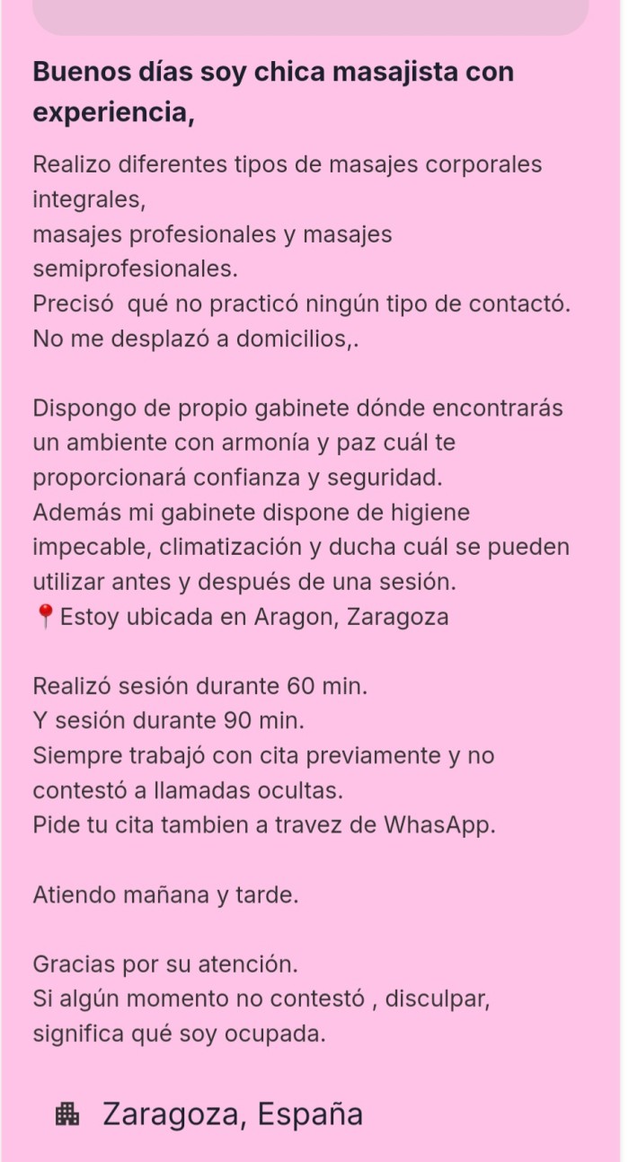 Ofresco un buen servicio de masaje y un lugar higi