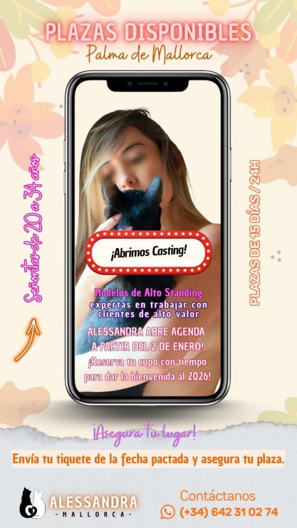 PLAZAS DISPONIBLES EN PALMA DE MALLORCA. MODELOS JOVENES Y DELGADAS