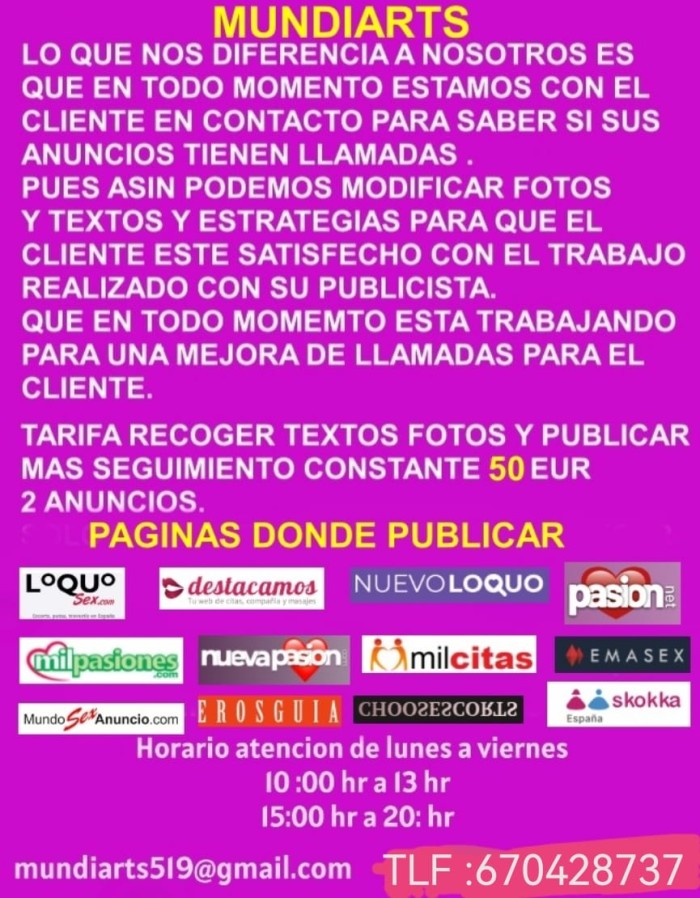 PUBLICIDAD ANUNCIOS SCORTS EN TODA ESPAÑA