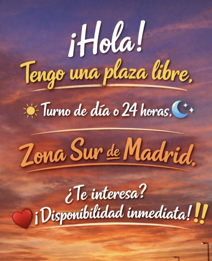 PLAZA DISPONIBLE SEÑORITAS LATINAS O ESPAÑOLAS