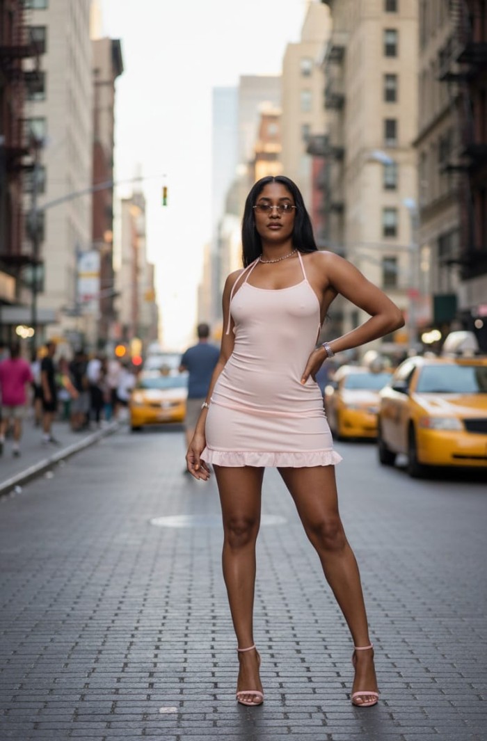 Morenaza alta delgada natural complaciente