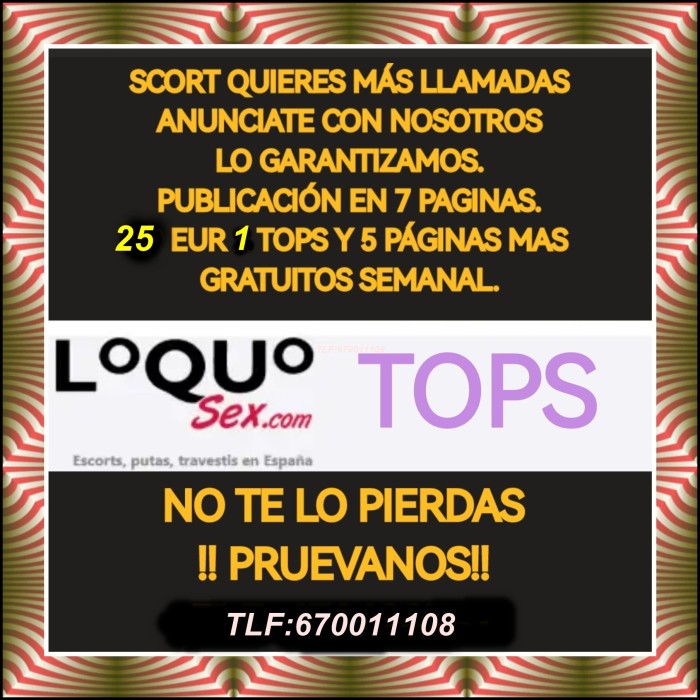 PUBLICIDAD ANUNCIOS TOP SCORTS EN TODA ESPAÑA