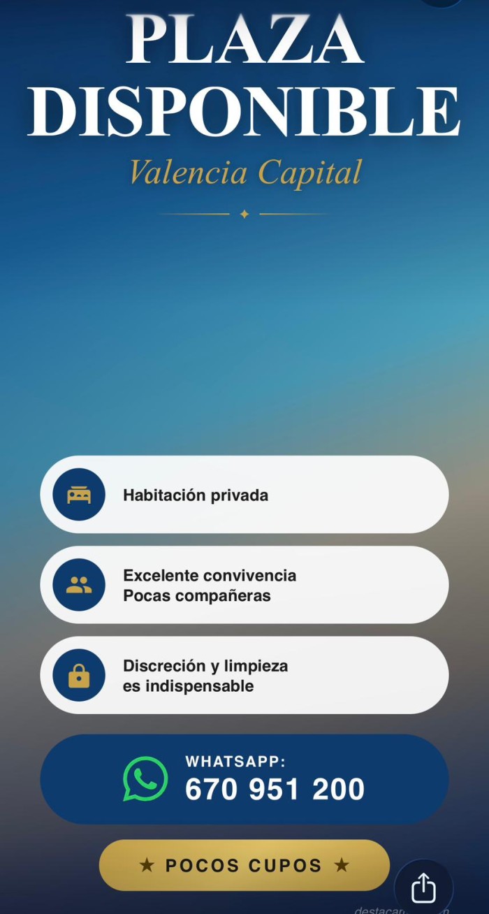 PLAZA DISPONIBLE EN VALENCIA