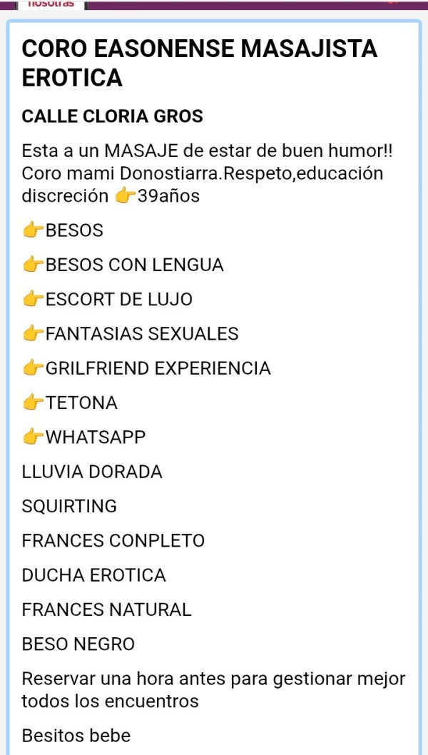 CORO EASONENSE MASAJISTA EROTICA