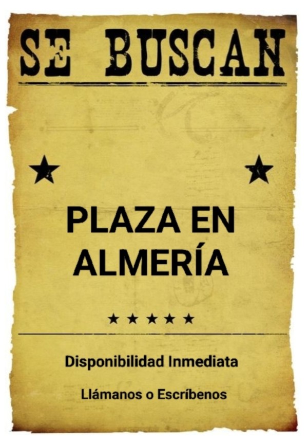 Necesitamos chicas para plaza en Almería disponibilidad Inmediata