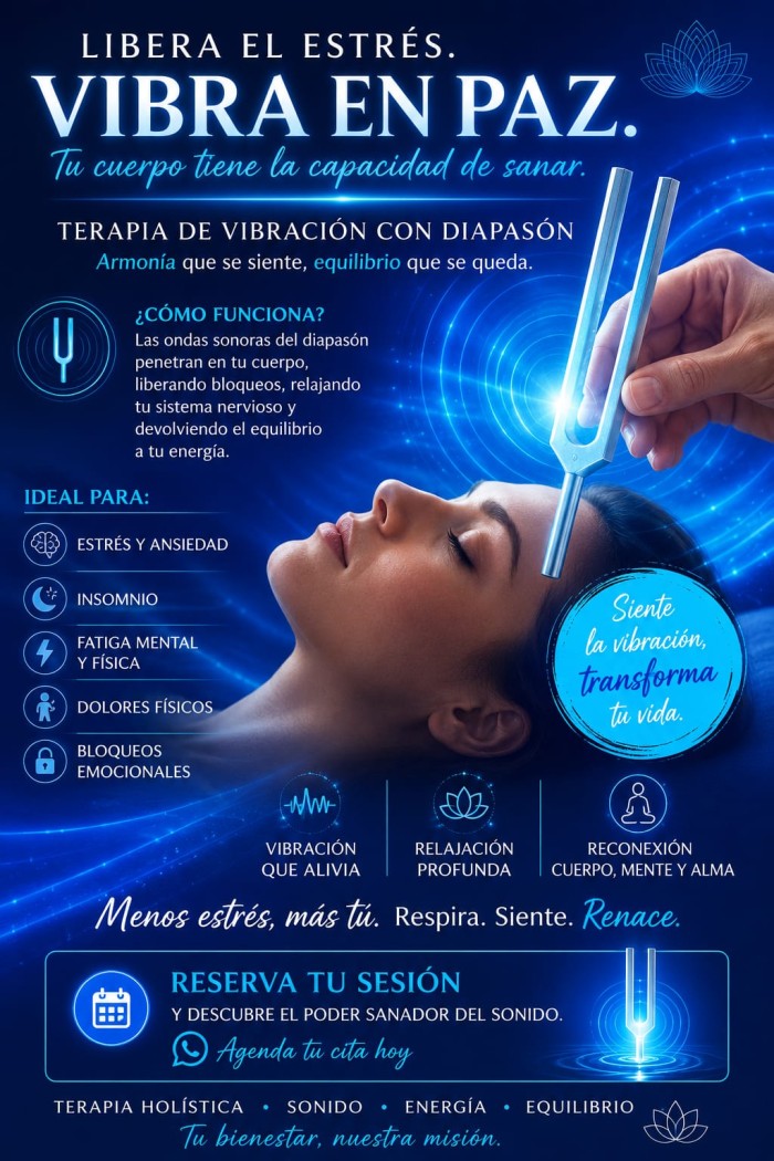 Terapia de vibración con diapasón , energía, equil