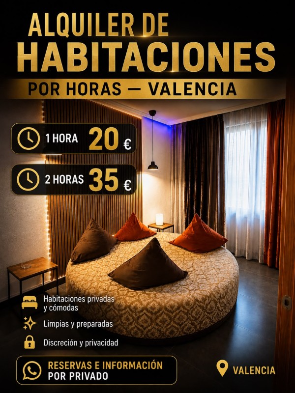 alquiler de habitaciones por horas 20 € hora