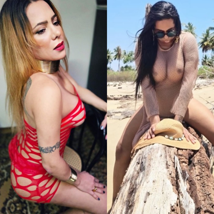 Trio dos trans rubia y morena calientes