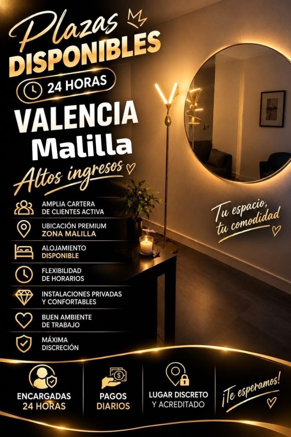 PLAZAS DISPONIBLES PARA CHICAS 24/7 VALENCIA.