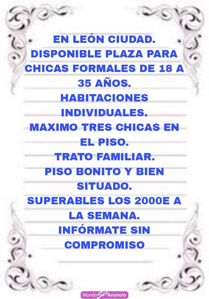PLAZA O ALQUILER EN LEÓN PARA CHICAS FORMALES
