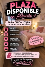 PLAZA DISPONIBLE SOLO PARA CHICAS PAGOS EN EL DíA