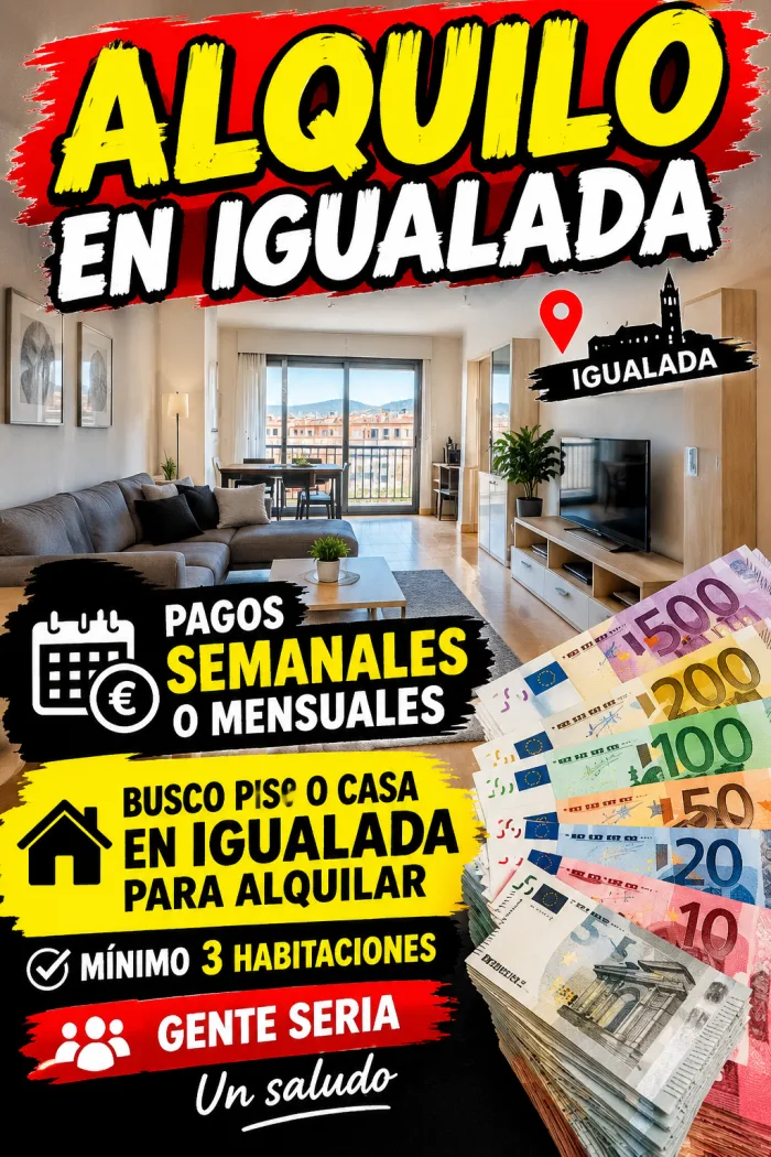 ALQUILO PISO EN IGUALADA MIN 3 H . PAGO SEMANAL $