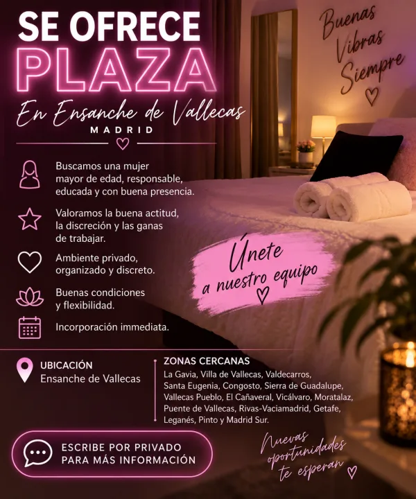SE OFRECE PLAZA EN ENSANCHE DE VALLECAS | MADRID